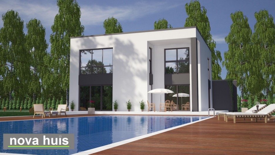 Energieneutrale kubistische moderne villa met flexibele indeling duurzame onderhoudsarme materialen M5