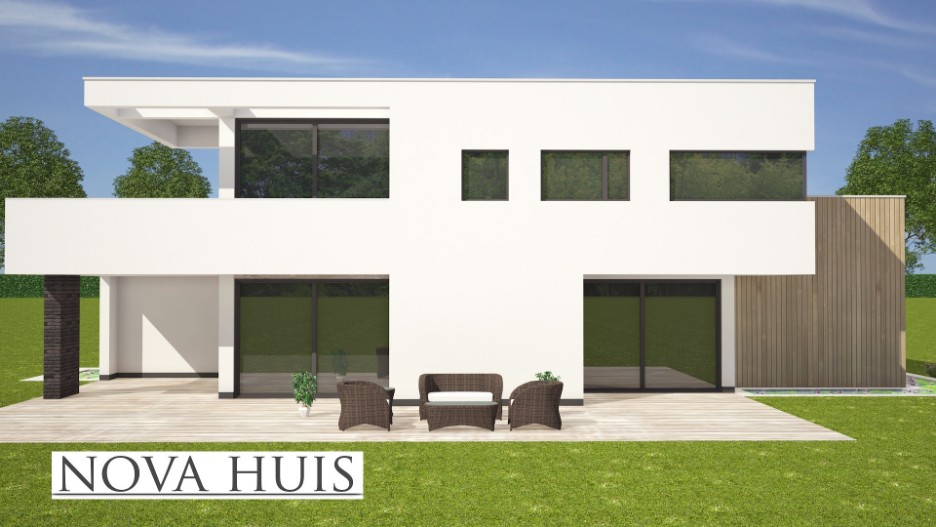 Moderne Kubistische villawoning met groot dakterras en inpandige garage K178 NOVA-HUIS 