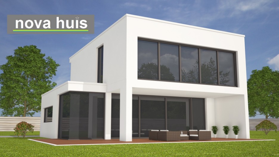 Moderne kubistische villa woning ontwerpen beter en betaalbaar energieneutraal bouwen met NOVA HUIS. K124
