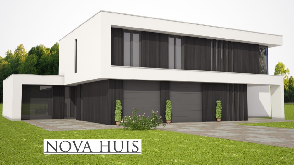 Moderne villa bouwen energieneutraal en onderhoudsvrij prefabbouw type 263 v1 NOVA-HUIS