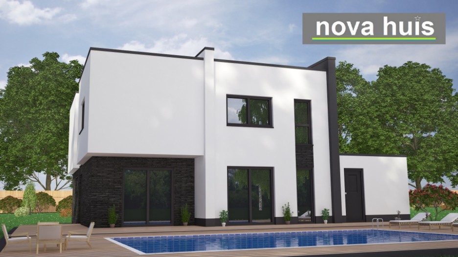 Mooi modern betaalbaar kubistsch huis. Nieuwe woningen beter energieneutraal bouwen met NOVAHUIS. K17