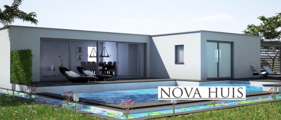 NOVA-HUIS C101 L vorm bungalow levensloopbestendig ATLANTA Staalframebouw