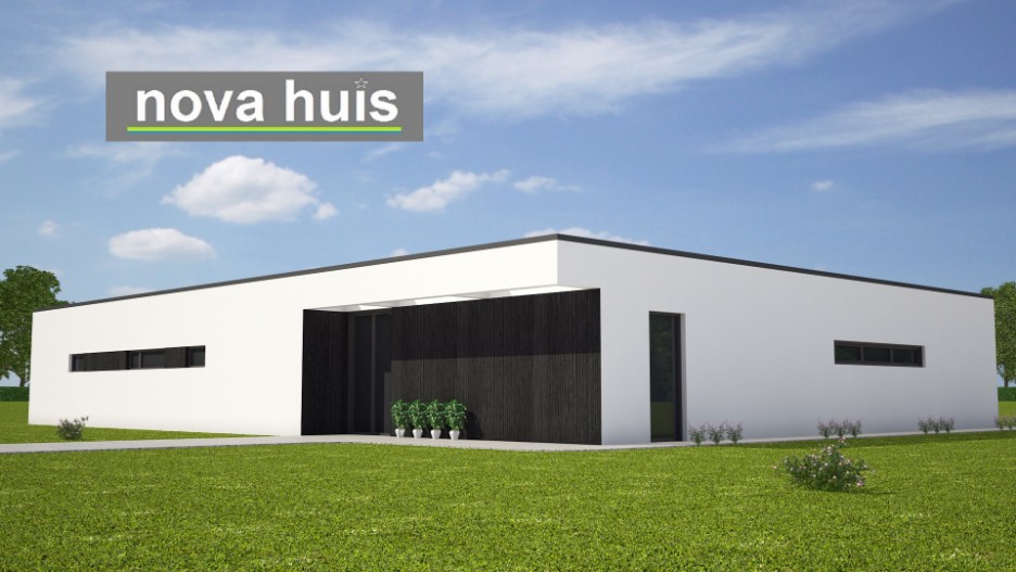 NOVA-HUIS Moderne gelijkvloerse bungalow met plat dak ontwerpen en bouwen A33
