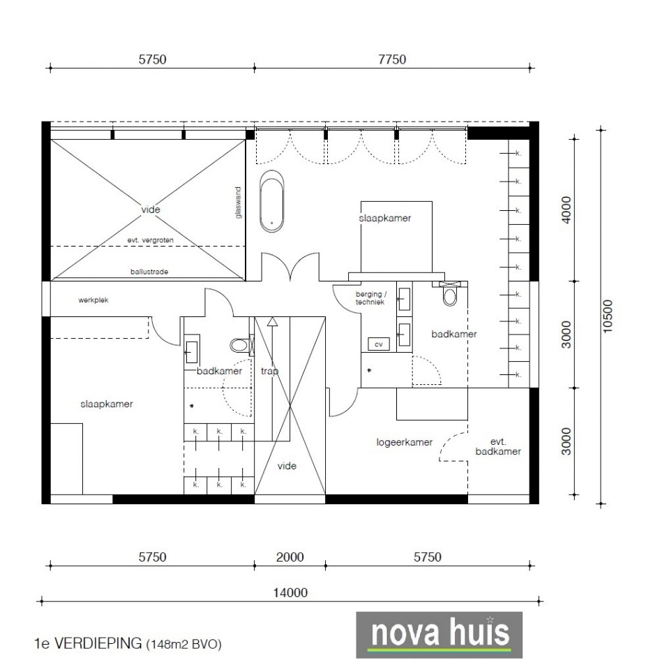 NOVA-HUIS Moderne kubistische villa met onderhoudsarme gevelbekleding veel ramen en glas en vrije indeling K106