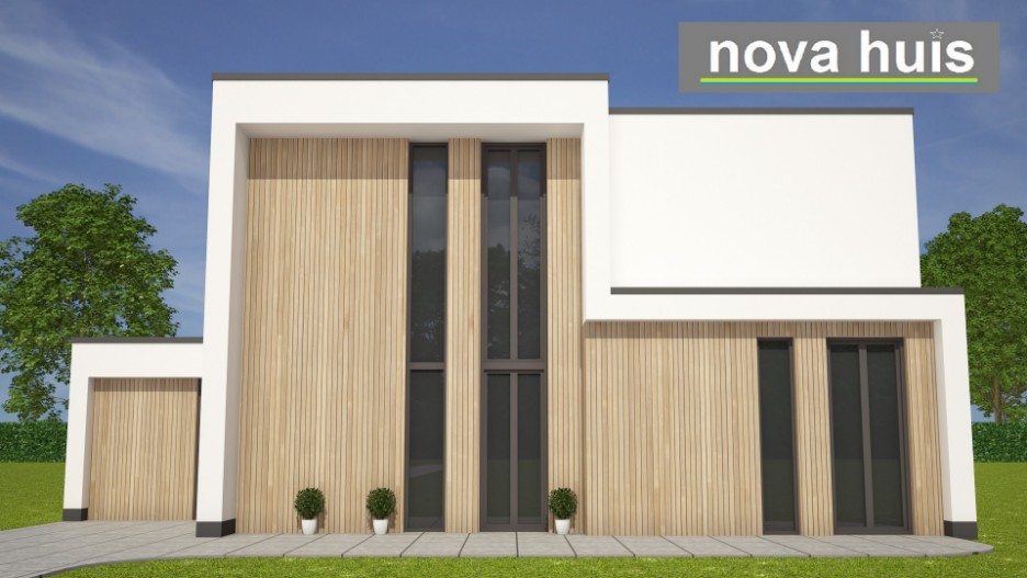 NOVA-HUIS Moderne woning onder architectuur in kubistische bouwstijl met overdekt terras K121