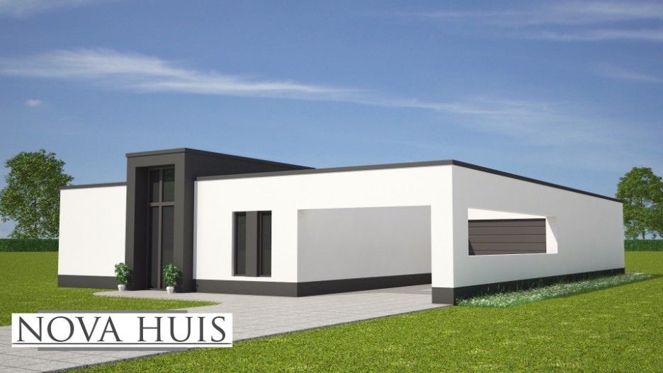 NOVA-HUIS moderne gelijksvloerse bungalow inpandige garage energieneutraal ontwerpen en bouwen A39