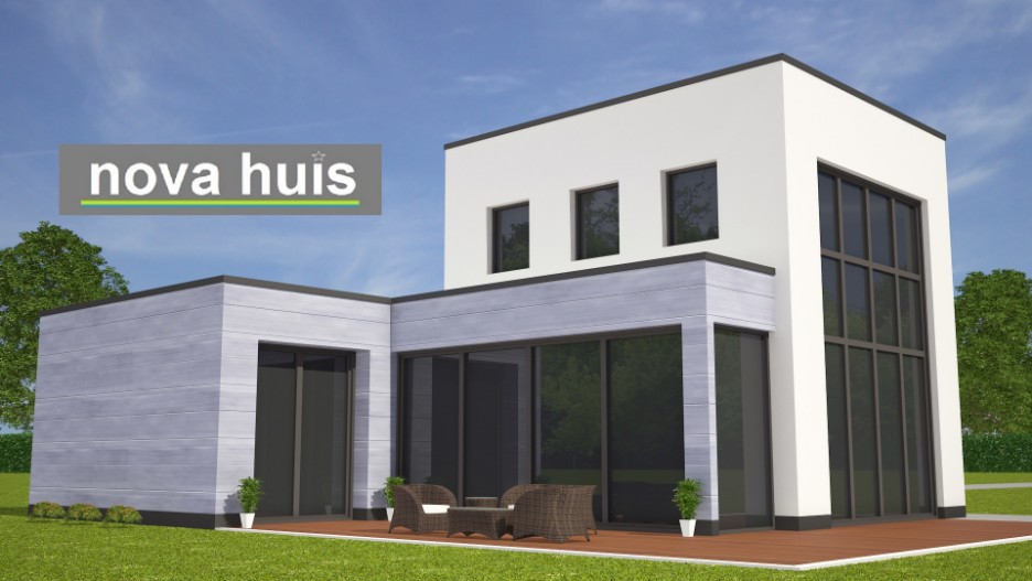 NOVA-HUIS moderne kubistische woning gelijkvloers bungalow met gastenverdieping energieneutraal duurzaam en beter bouwen K125