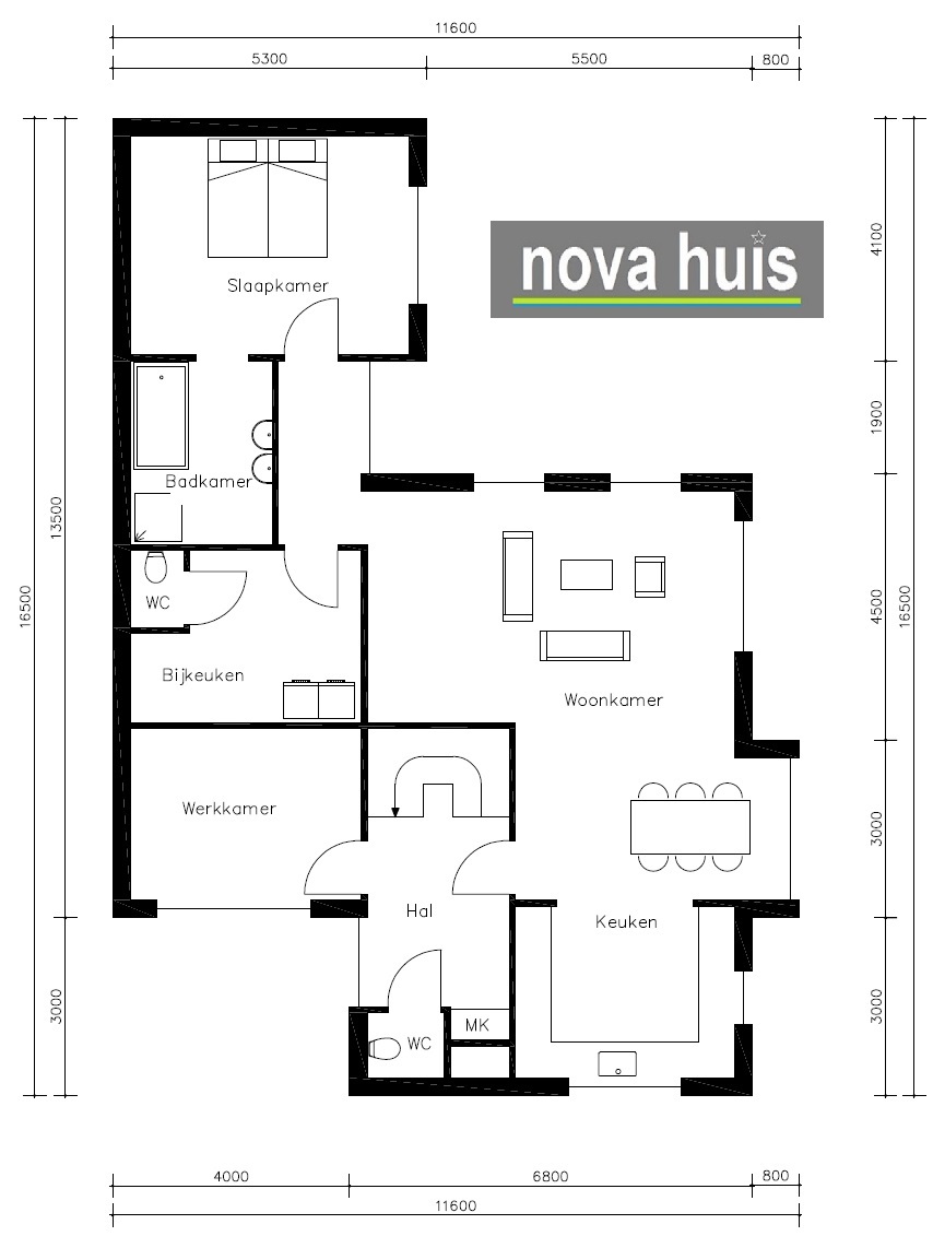 NOVA-HUIS moderne levensloopbestendige woningen kubistische bouwstijl overdekt terras veel glas K83