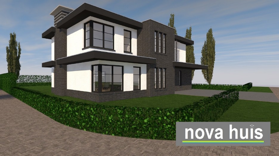 klassieke moderne kubistische villa frank lloyd wright stijl bij NOVA-HUIS K164