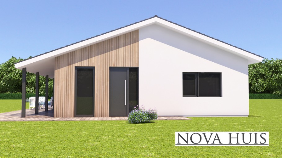 A136 v1 NOVAHUIS semi bungalow met hellend dak Staalframebouw Nederland 