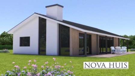A136 v1 NOVAHUIS semi bungalow met hellend dak Staalframebouw Nederland 