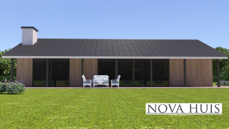 A136 v1 NOVAHUIS semi bungalow met hellend dak Staalframebouw Nederland 