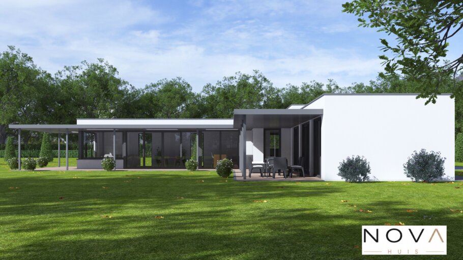 Moderne levensloopbestendige woning A-168 met plat dak en hoge campercarport