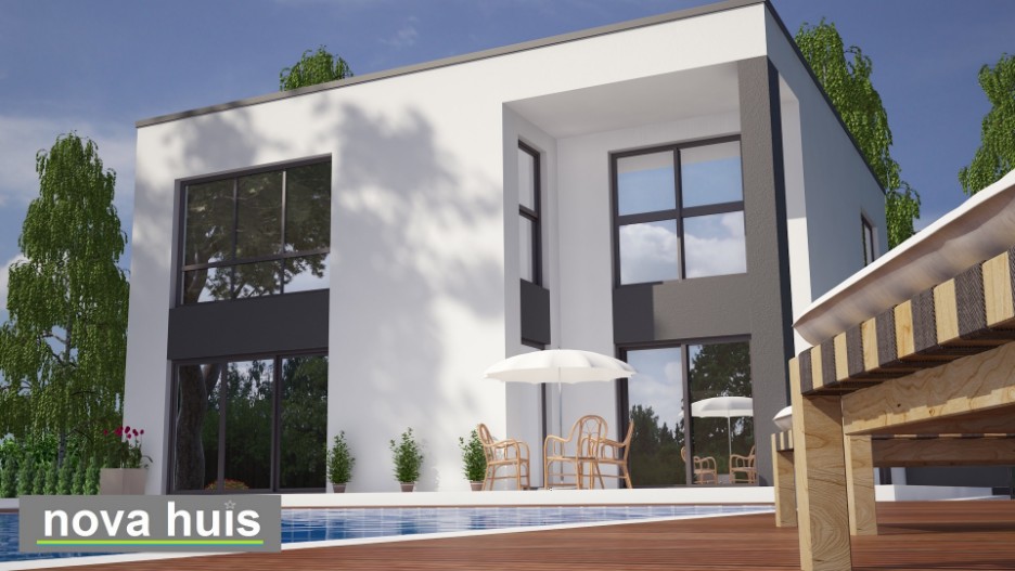 Energieneutrale kubistische moderne villa met flexibele indeling duurzame onderhoudsarme materialen M5