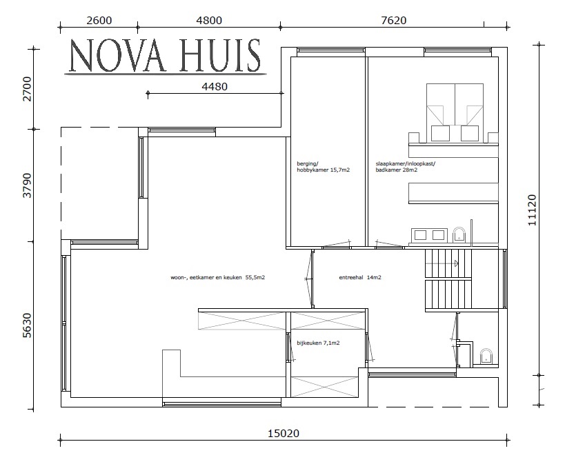 Goedkopere en betere manier  bouwen moderne gelijksvloerse woning met gastenverdieping K255