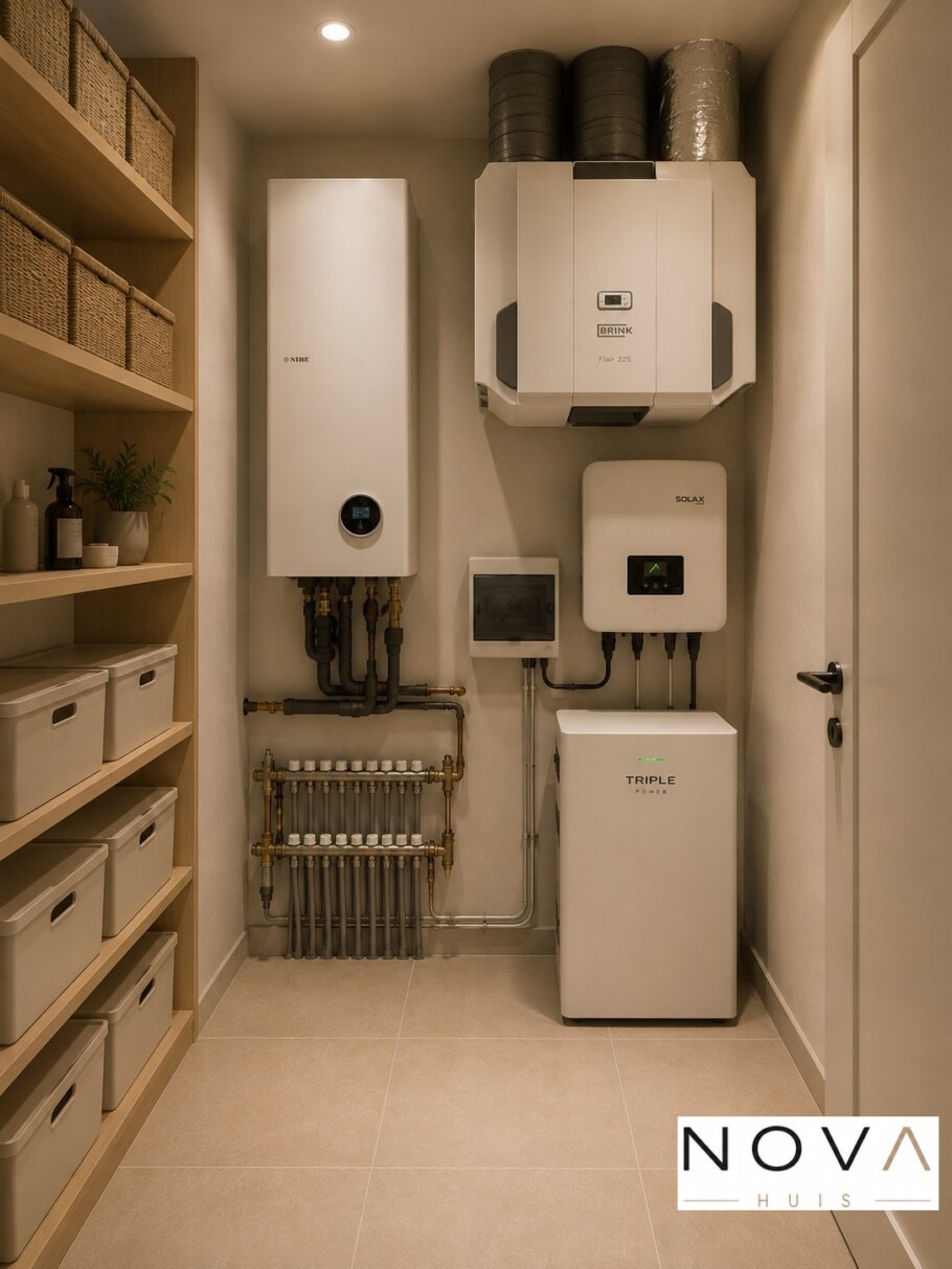 Modern interieur van levensloopbestendige schuurwoning met warme minimalistische inrichting