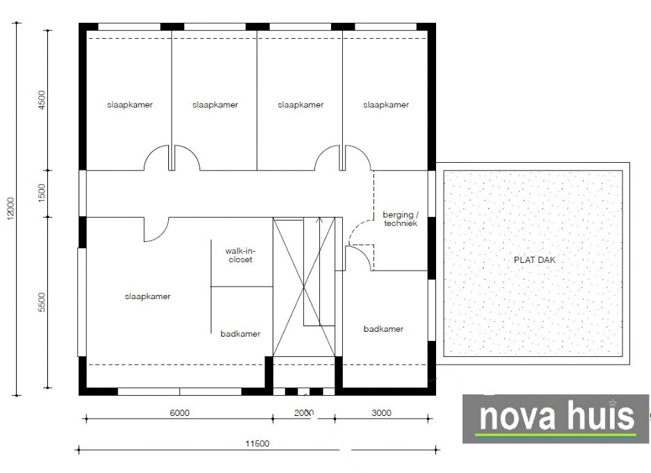 Kubistische ontwerp en bouwstijl. Moderne woning met natuursteen gevelstucwerk NOVA-HUIS K112 