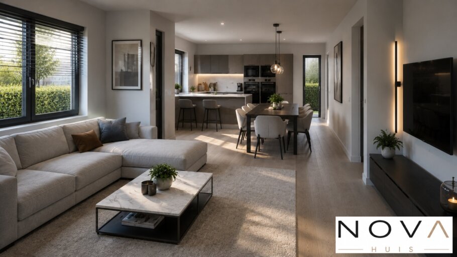 Modern interieur van levensloopbestendige woning A-154 met luxe leefkeuken en veel daglicht