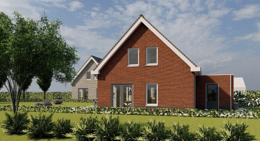 K 153 traditioneel klassiek ontwerp woning met kap en aanbouw