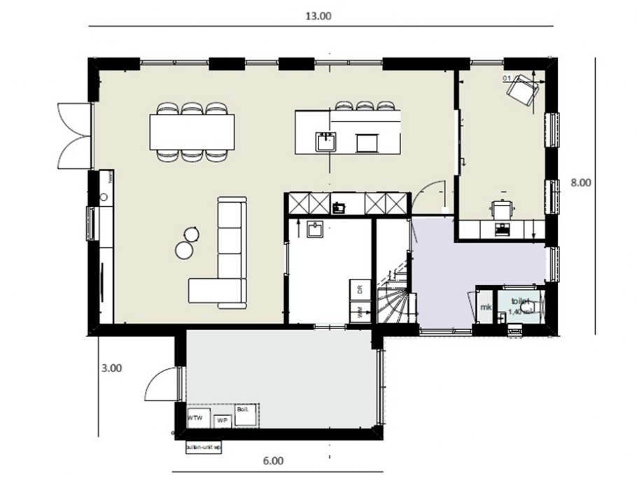 K 153 traditioneel klassiek ontwerp woning met kap en aanbouw