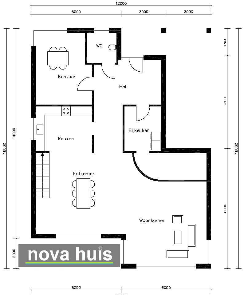 K6 strakke eigentijdse moderne kubistisch huis met veel ramen garage en verdiepingsterras 