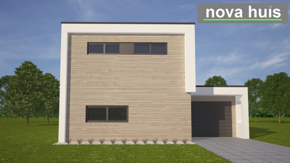 Kleine moderne woning in kubistische bouwstijl energiearm gebouwd flexibele indelingen NOVA-HUIS K87 