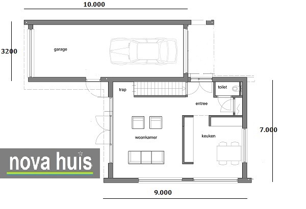 Kleine moderne woning in kubistische bouwstijl energiearm gebouwd flexibele indelingen NOVA-HUIS K87 