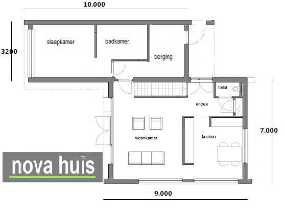 Kleine moderne woning in kubistische bouwstijl energiearm gebouwd flexibele indelingen NOVA-HUIS K87 