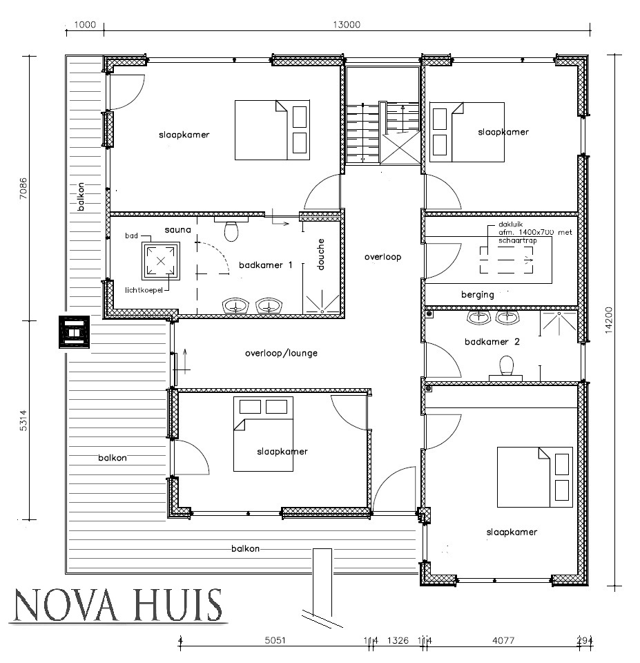 Kubistische watervilla met terrassen en haard moderne onderhoudsvrije gevels NOVA-HUIS K222