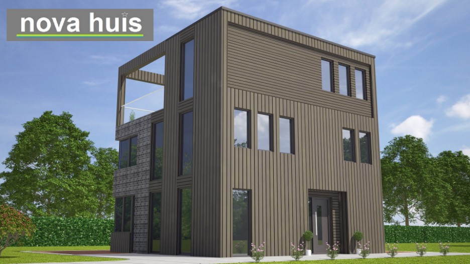 Moderen woning in kubusvorm hedendaagse ontwerp en bouwstijl vrije indelingen K98 NOVA HUIS