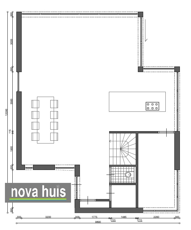 Modern woonhuis in kubistische ontwerp en bouwstijl met verdiepingsterras op platte dak K104 NOVA-HUIS 