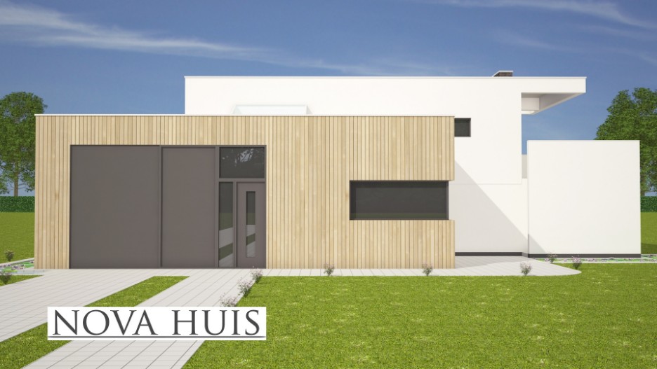 Moderne Kubistische villawoning met groot dakterras en inpandige garage K178 NOVA-HUIS 