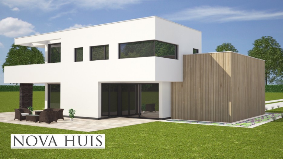 Moderne Kubistische villawoning met groot dakterras en inpandige garage K178 NOVA-HUIS 