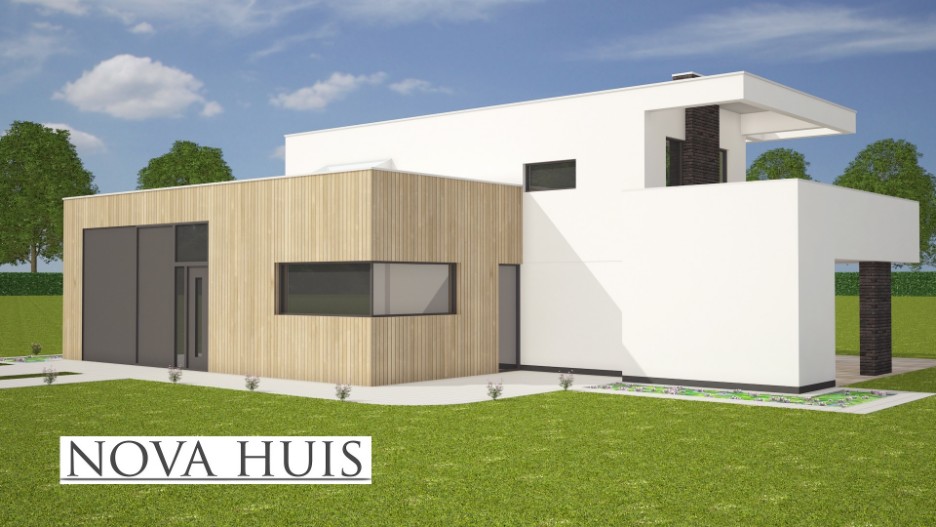 Moderne Kubistische villawoning met groot dakterras en inpandige garage K178 NOVA-HUIS 