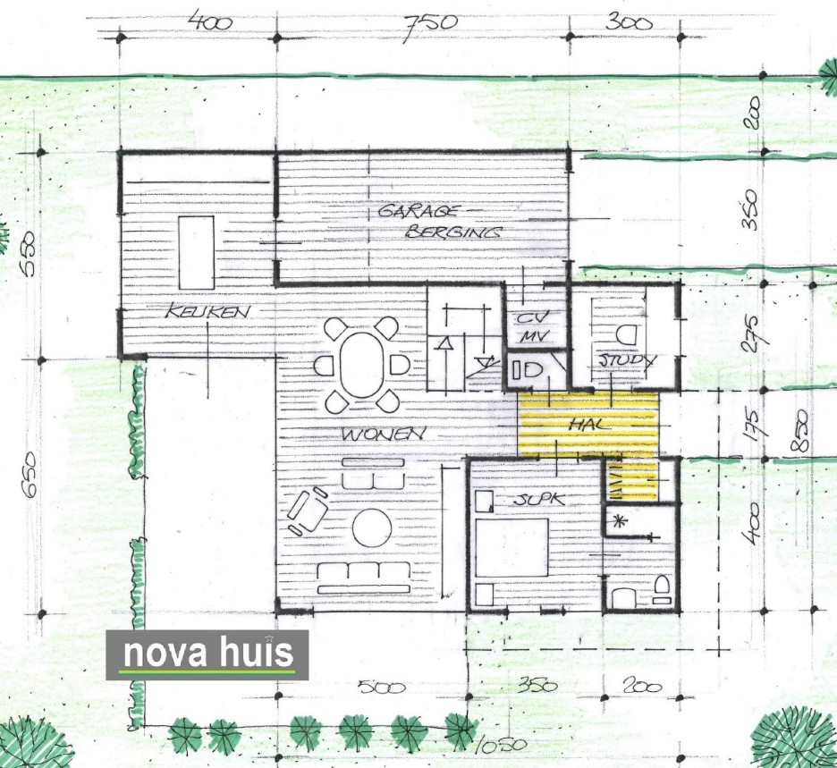 Moderne eigentijdse  kubistische villa woning met veel licht en dakterras en strakke gevelbekleding K128 