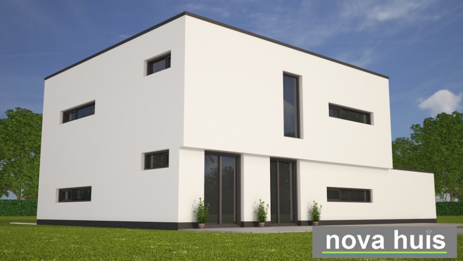 Moderne eigentijdse  kubistische woningen en villas onder architectuur beter en betaalbaar bouwen NOVAHUIS K95