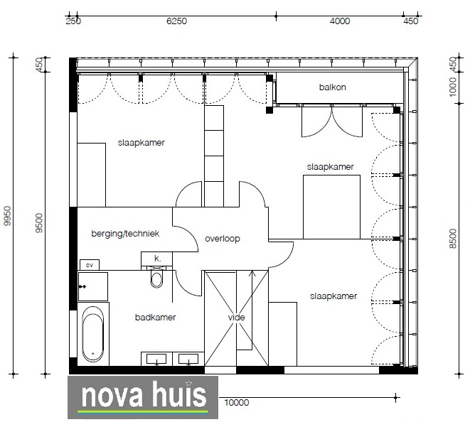 Moderne eigentijdse  kubistische woningen en villas onder architectuur beter en betaalbaar bouwen NOVAHUIS K95