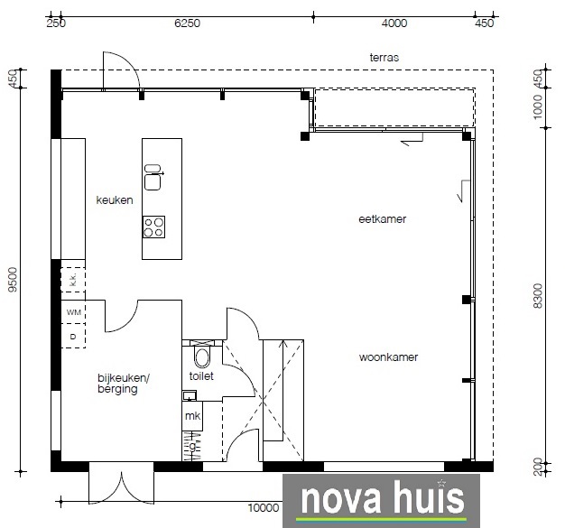 Moderne eigentijdse  kubistische woningen en villas onder architectuur beter en betaalbaar bouwen NOVAHUIS K95