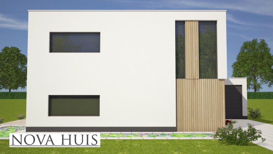 Moderne huizen architectuur villa met plat dak ontwerpen en bouwen K179 NOVA-HUIS