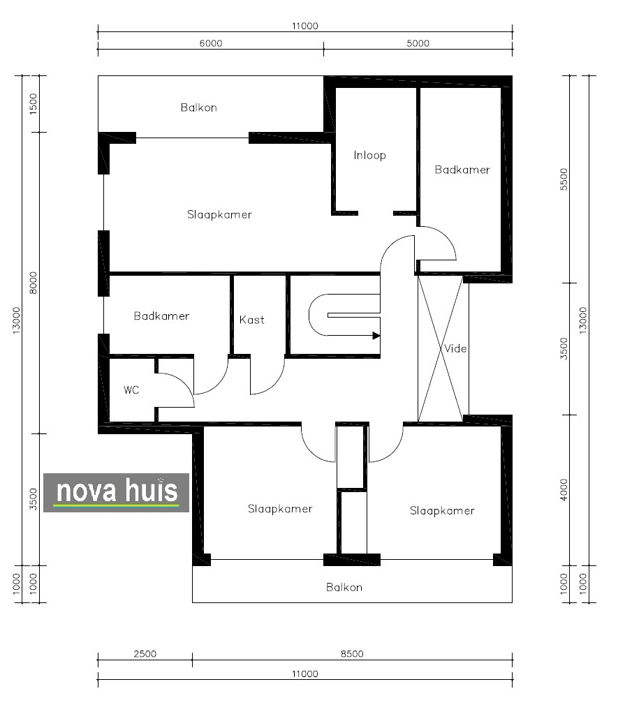 Moderne huizen in kubistische ontwerp en bouwstijl veel glas en grote overstekken en kaders NOVA-HUIS K96 