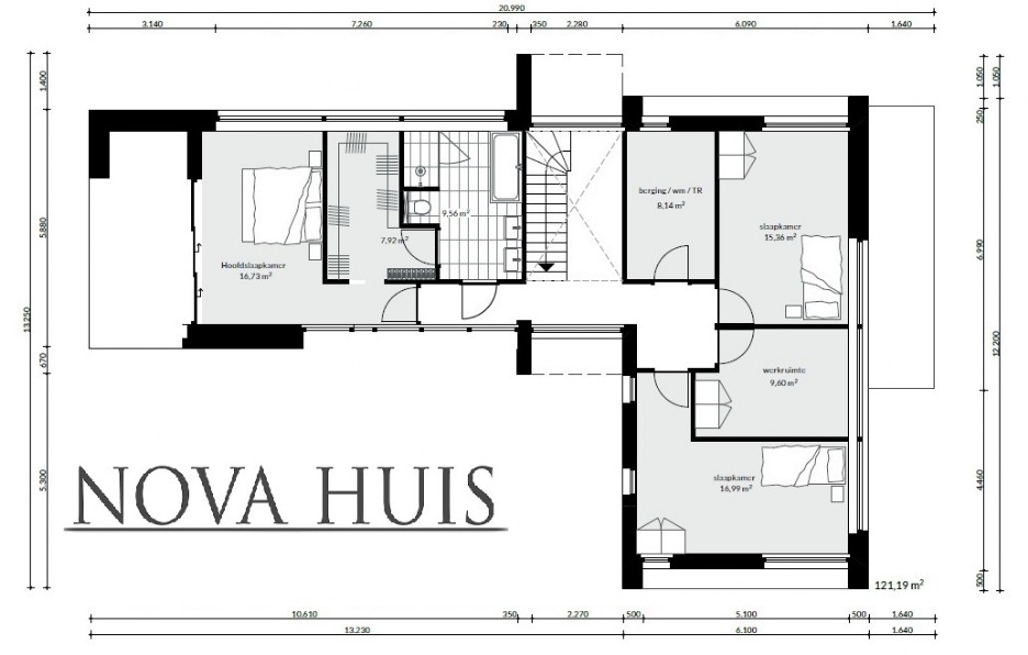 Moderne kubistische villa M165 aanpasbaar aan kavel en wensen staalframebouw NOVAHUIS.nl K165  