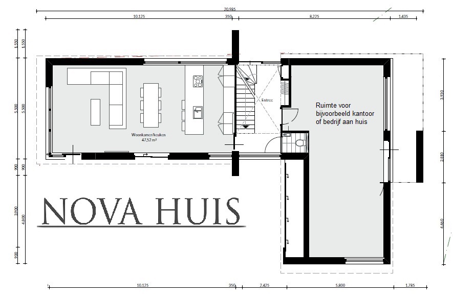 Moderne kubistische villa M165 aanpasbaar aan kavel en wensen staalframebouw NOVAHUIS.nl K165  