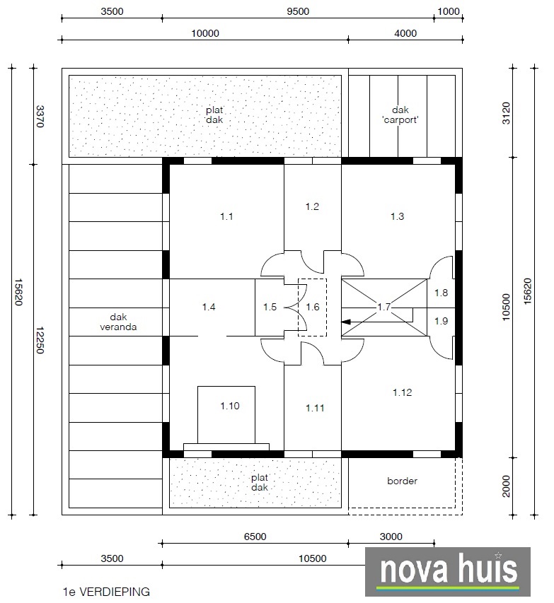 Moderne kubistische villa met verdieping plat dak overkapt terras energieneutraal gebouwd K91