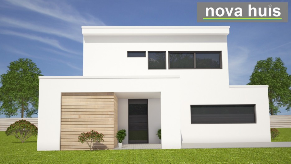 Moderne kubistische villa woning ontwerpen beter en betaalbaar energieneutraal bouwen met NOVA HUIS. K124