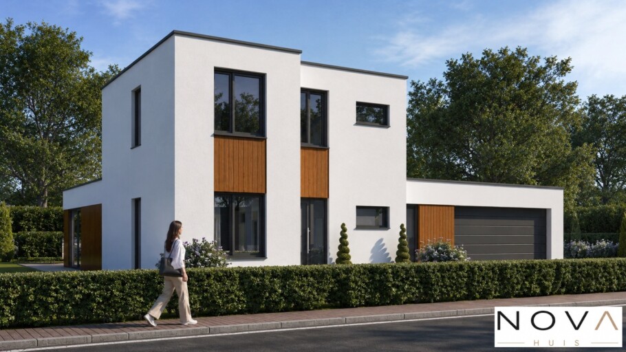 NOVAHUIS K391 moderne kubistische energieneutrale levensloopbestendige woning Staalframebouw