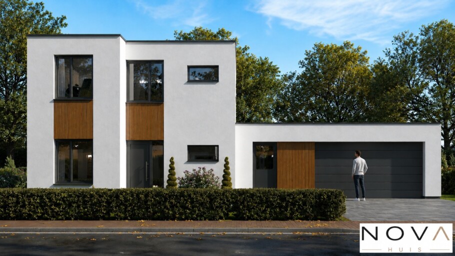 NOVAHUIS K391 moderne kubistische energieneutrale levensloopbestendige woning Staalframebouw