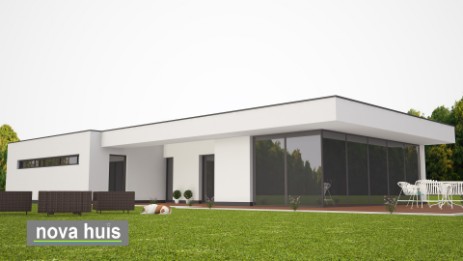 Moderne onderhoudsarme  bungalow met plat dak en overdekt terras NOVA-HUIS A58  Moderne onderhoudsarme  bungalow met plat dak en overdekt terras NOVA-HUIS A58