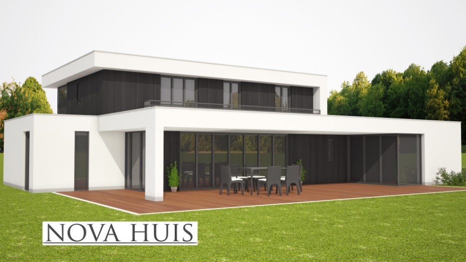 Moderne villa bouwen energieneutraal en onderhoudsvrij prefabbouw type 263 v1 NOVA-HUIS