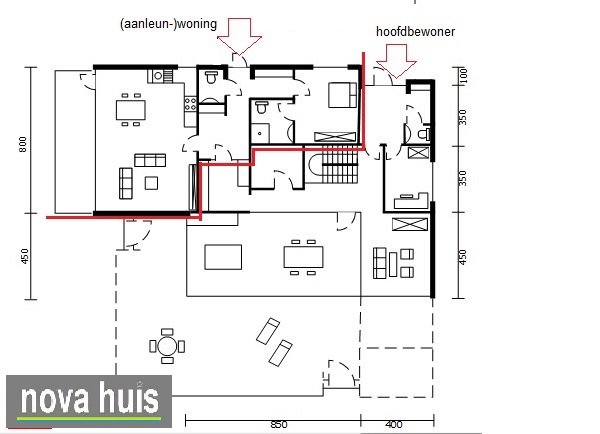 Moderne villa met geintegreerde aanleunwoning of bed en breakfast in kubistische bouwstijl K51