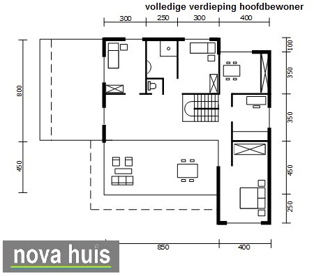 Moderne villa met geintegreerde aanleunwoning of bed en breakfast in kubistische bouwstijl K51